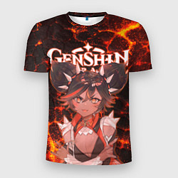 Футболка спортивная мужская Синь Янь на фоне раскаленной лавы, цвет: 3D-принт