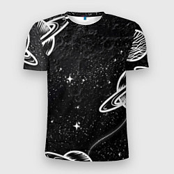 Мужская спорт-футболка Черно-белый Сатурн