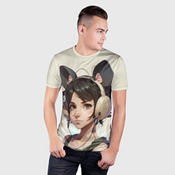 Футболка спортивная мужская Девушка в стиле аниме с ушками, цвет: 3D-принт — фото 2