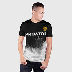Футболка спортивная мужская Риэлтор из России и герб РФ: символ сверху, цвет: 3D-принт — фото 2