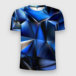 Футболка спортивная мужская Polygon blue abstract, цвет: 3D-принт