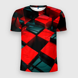 Мужская спорт-футболка Кубы геометрии красный и чёрный