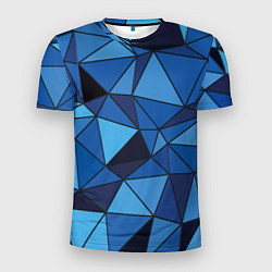 Футболка спортивная мужская Синие треугольники, абстракт, цвет: 3D-принт