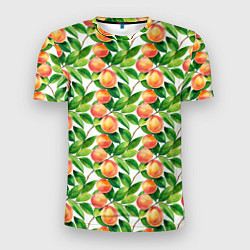 Мужская спорт-футболка Персики акварельный паттерн