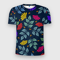 Мужская спорт-футболка Листья и цветы