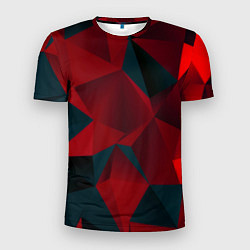 Мужская спорт-футболка Битва кубов красный и черный