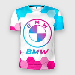 Футболка спортивная мужская BMW neon gradient style, цвет: 3D-принт