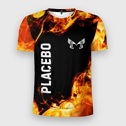Мужская спорт-футболка Placebo и пылающий огонь