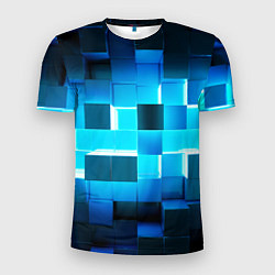 Мужская спорт-футболка Неоновые кубы с подсветкой