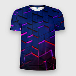 Мужская спорт-футболка Неоновые треугольники с подсветкой