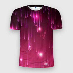 Футболка спортивная мужская Светящиеся розовые линии, цвет: 3D-принт