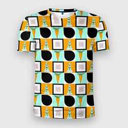 Футболка спортивная мужская Зайка и морковка, геометрический паттерн, цвет: 3D-принт