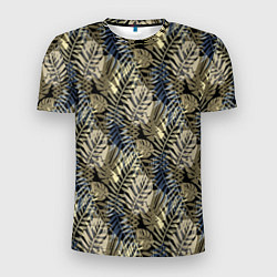 Мужская спорт-футболка Оливковый тропический узор