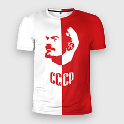 Мужская спорт-футболка Красно белый Ленин