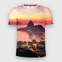 Мужская спорт-футболка Розовый город между скал