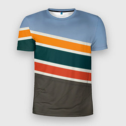 Мужская спорт-футболка Оранжевые и белые абстрактные полосы
