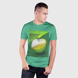 Футболка спортивная мужская Зеленое яблоко на мятном фоне, цвет: 3D-принт — фото 2