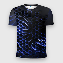 Футболка спортивная мужская Синие объемные плиты, цвет: 3D-принт