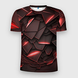 Футболка спортивная мужская Красные элементы с неоновым свечением, цвет: 3D-принт