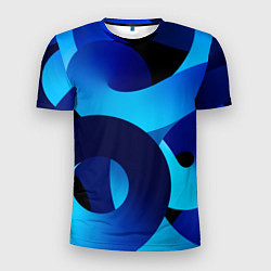 Футболка спортивная мужская Синие линии в виде узоров, цвет: 3D-принт