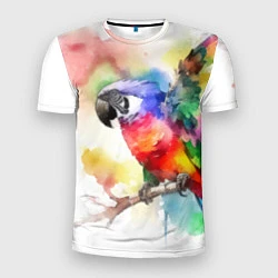 Футболка спортивная мужская Разноцветный акварельный попугай, цвет: 3D-принт