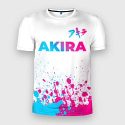 Футболка спортивная мужская Akira neon gradient style: символ сверху, цвет: 3D-принт