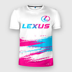 Мужская спорт-футболка Lexus neon gradient style: символ сверху