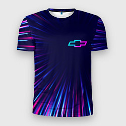 Футболка спортивная мужская Chevrolet neon speed lines, цвет: 3D-принт