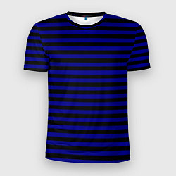 Футболка спортивная мужская Черно-синие полосы, цвет: 3D-принт