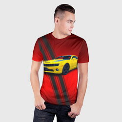 Футболка спортивная мужская Спортивный американский автомобиль Chevrolet Camar, цвет: 3D-принт — фото 2