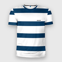 Мужская спорт-футболка Бело-синий полосатый узор