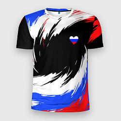 Мужская спорт-футболка Сердечко Россия - мазки кисти