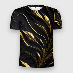 Футболка спортивная мужская Золотой орнамент на черном, цвет: 3D-принт