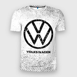 Мужская спорт-футболка Volkswagen с потертостями на светлом фоне