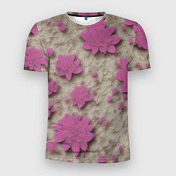Мужская спорт-футболка Розовые цветы объемные