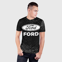 Футболка спортивная мужская Ford с потертостями на темном фоне, цвет: 3D-принт — фото 2