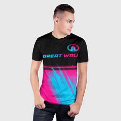 Футболка спортивная мужская Great Wall - neon gradient: символ сверху, цвет: 3D-принт — фото 2