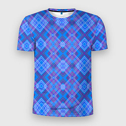Мужская спорт-футболка Геометрический рисунок из розовых линий на синем ф