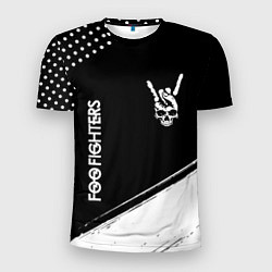 Мужская спорт-футболка Foo Fighters и рок символ на темном фоне