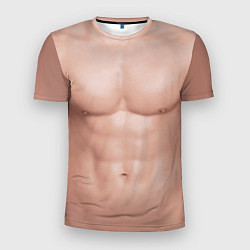 Мужская спорт-футболка Мужской торс качка с мышцами - идеальное тело с му