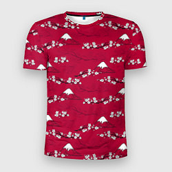 Мужская спорт-футболка Японский паттерн - цветение сакуры