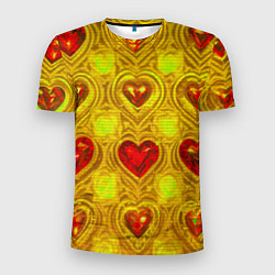 Мужская спорт-футболка Узор рубиновые сердца