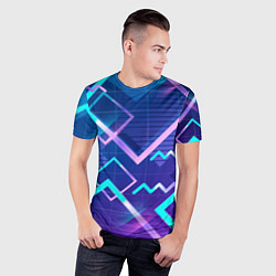 Футболка спортивная мужская Разноцветные квадраты цветные, цвет: 3D-принт — фото 2