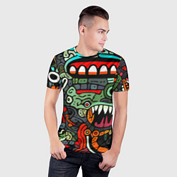 Футболка спортивная мужская Монстры в зеленом и оранжевом - нейросеть, цвет: 3D-принт — фото 2