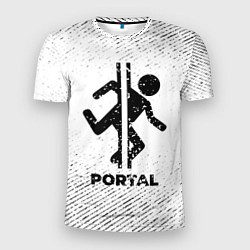 Мужская спорт-футболка Portal с потертостями на светлом фоне