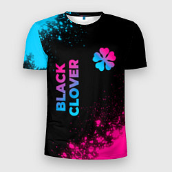 Мужская спорт-футболка Black Clover - neon gradient: надпись, символ