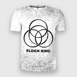 Мужская спорт-футболка Elden Ring с потертостями на светлом фоне