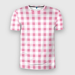 Мужская спорт-футболка Барби-розовый: клетка