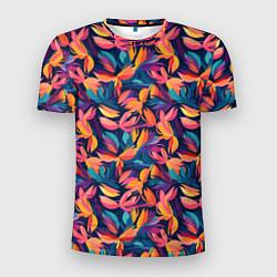 Мужская спорт-футболка Россыпь разноцветных лепестков