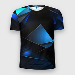 Мужская спорт-футболка Черные и синие элементы